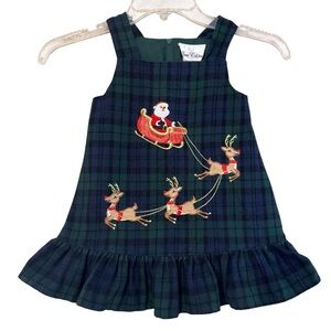 Rare Editions Green Plaid Santa Dress